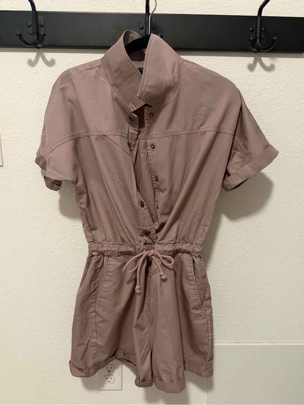 wild fable Mauve Short-Sleeve Drawstring Romper